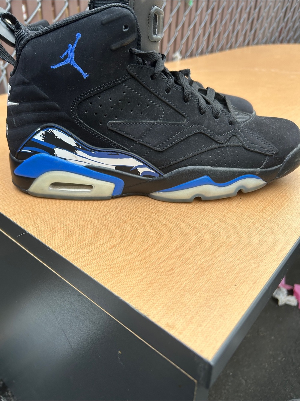 Jordan Black and Blue High-Top Basketball Shoes